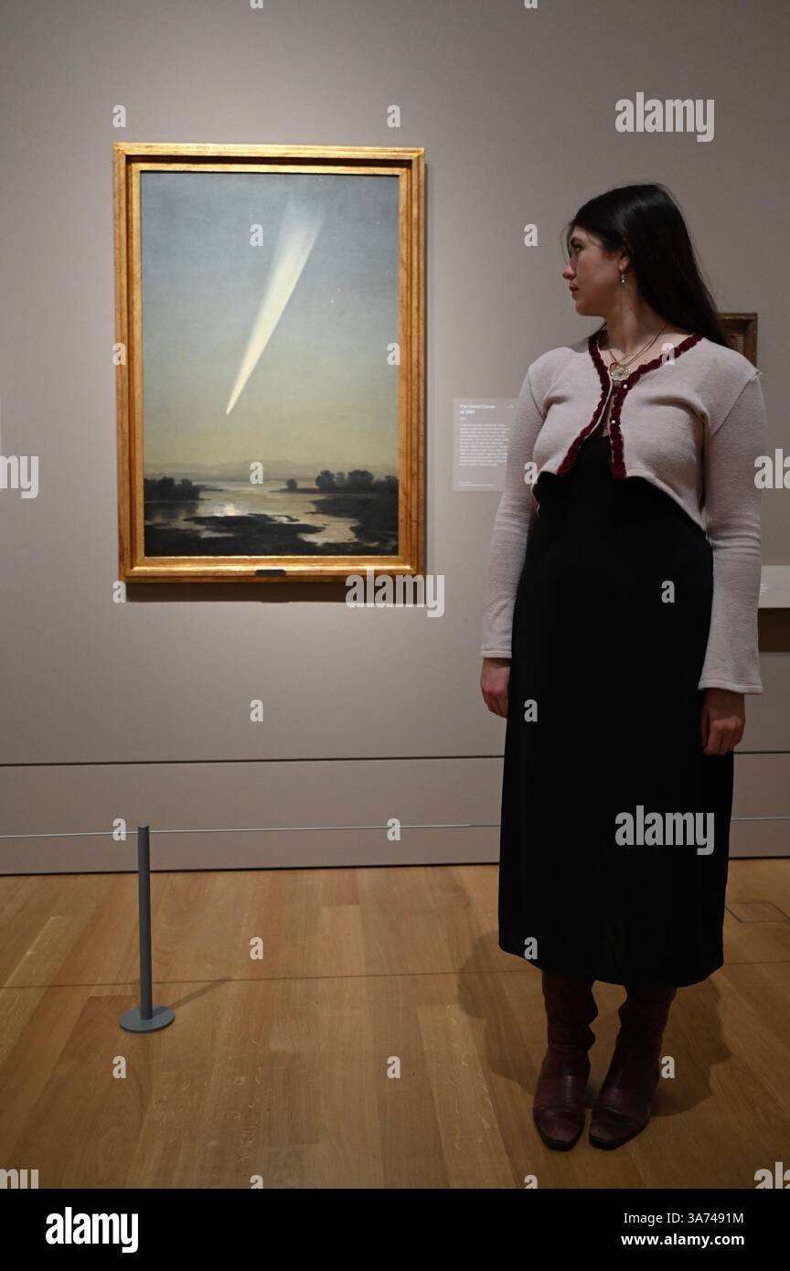 Die erste britische Ausstellung von Mexikos beliebtem Künstler José María Velasco. Velasco, der im 19. Jahrhundert in Mexiko arbeitete, war ein Mann von vielen Interessen. Er war fasziniert von den Fortschritten in der Geologie, der Archäologie seines Heimatlandes, der Erforschung der lokalen Flora und der zunehmenden Industrialisierung. Er malte die weitläufigen Landschaften des Tals von Mexiko, der Heimat des modernen Mexico City, mit exquisiten Details. Sein beeindruckender Panoramablick auf das Tal offenbart Anspielungen auf Mexikos historische Vergangenheit und seine sich schnell modernisierende Gegenwart. Stockfoto