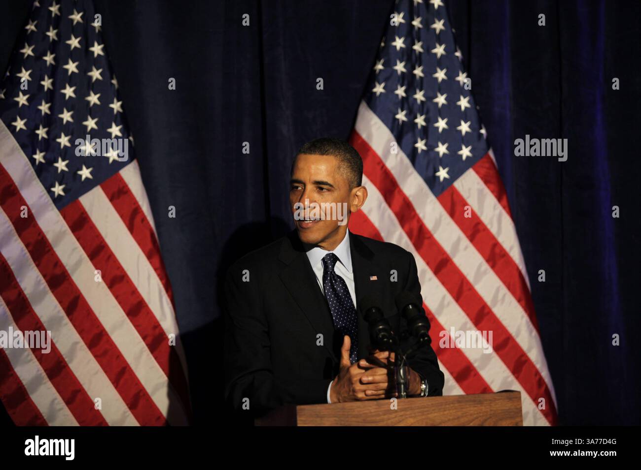 14. März 2013: Washington, District of Columbia, USA S - US-Präsident Barack Obama hält am Mittwoch, den 13. März 2013, beim Organizing for Action Dinner im Adour Restaurant, St. Regis Hotel, Washington D.C. (Bild: © Prensa Internacional/ZUMAPRESS.com) Stockfoto