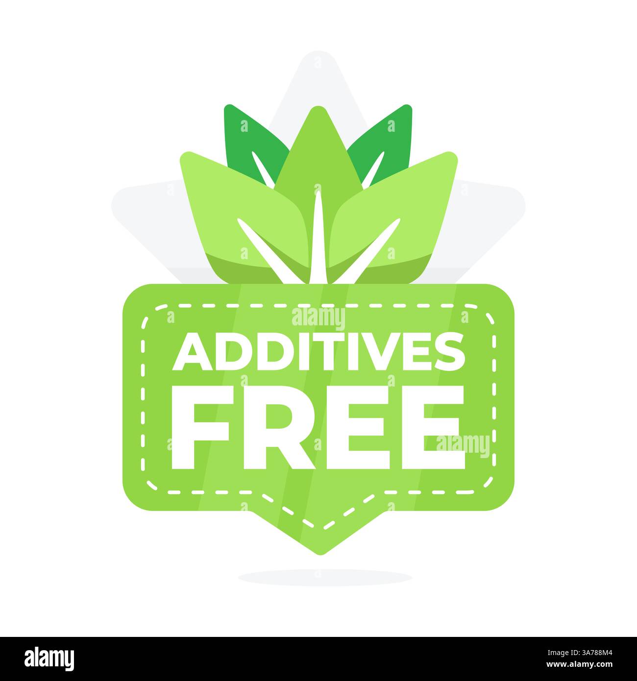 Additive Free Label mit leuchtend grünen Blättern für saubere und natürliche Produkte Stock Vektor