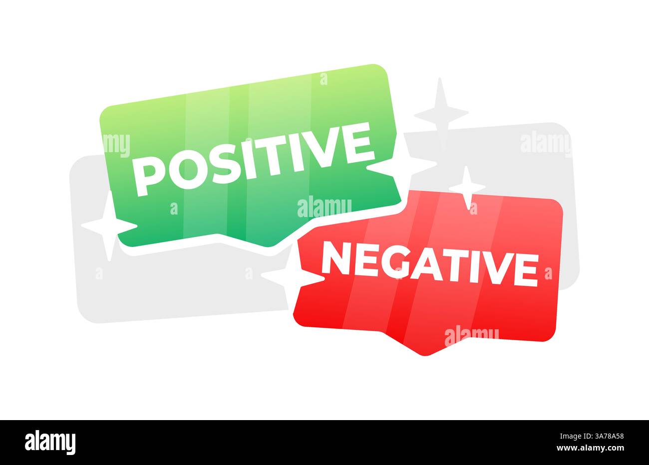 Positive und negative Beschriftung, Häkchen. Vektorabbildung Stock Vektor