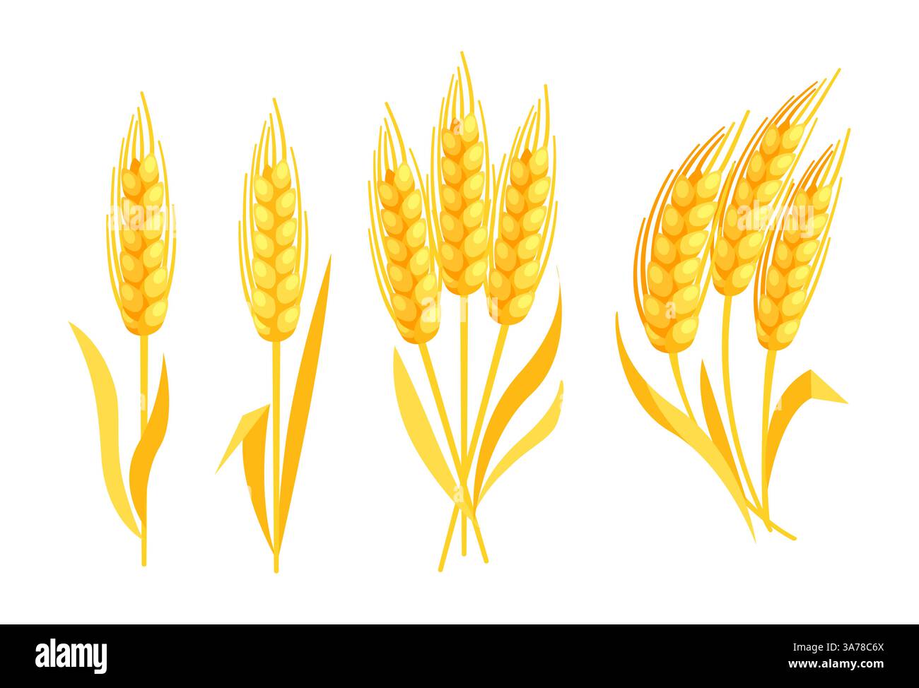Ein Haufen Weizenohren. Getreidekörner. Getreideernte, Landwirtschaft Stock Vektor