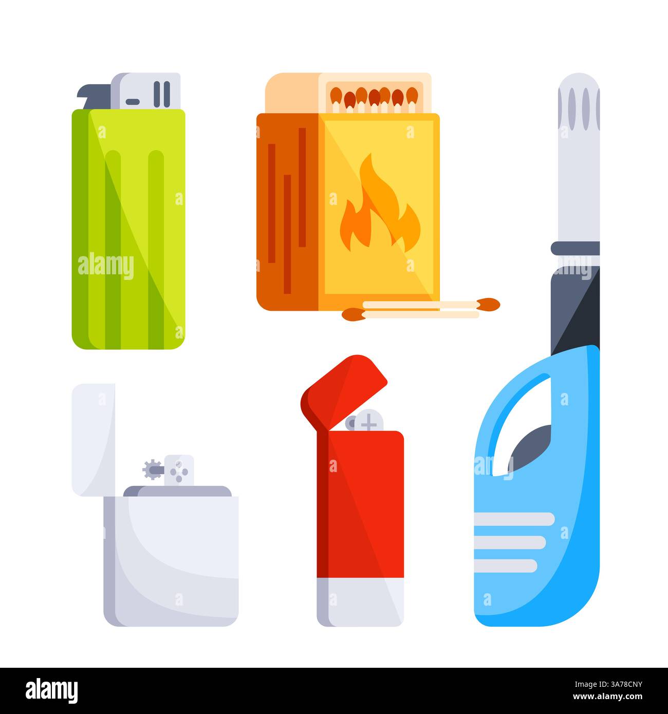 Benzinanzünder. Benzinanzünder aus Kunststoff. Brennbare Raucherausrüstung Stock Vektor