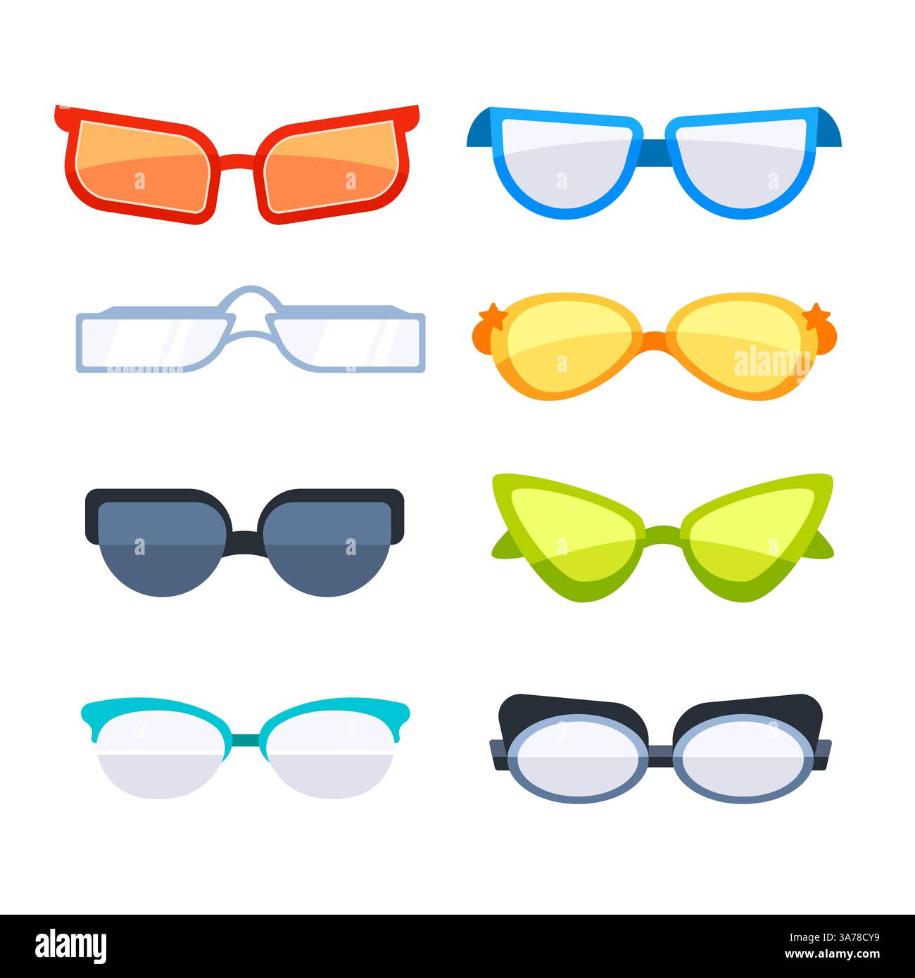 Modische Sonnenbrille Accessoire. Trendige Kunststoffrahmenschirme. Modische Brille Stock Vektor