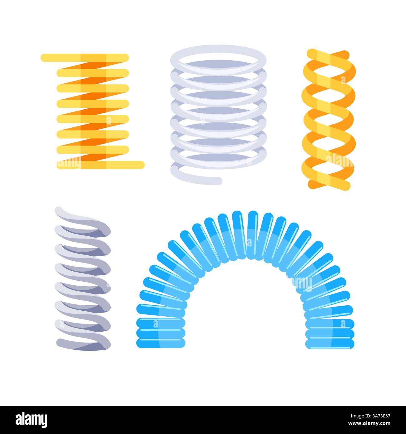 Metallfedersatz Spiralspule flexibel. Flexibel geometrisch. Stock Vektor