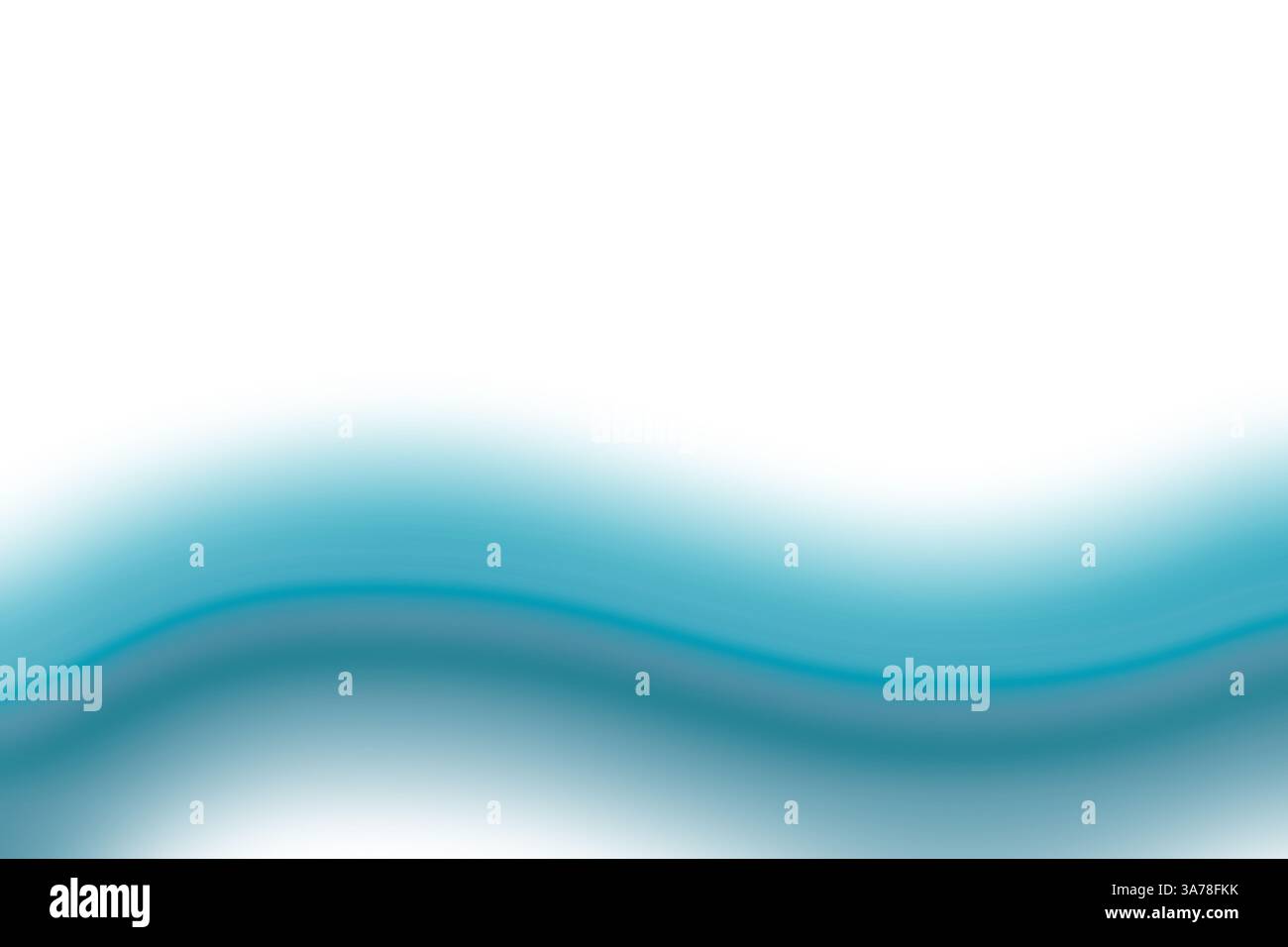 Horizontale wellenförmige Linie in blauer Farbe auf weißem Hintergrund. Die Welle hat weiche, verschwommene Verlaufskanten und erzeugt einen Effekt von Bewegung und Tiefe. Spac kopieren Stockfoto