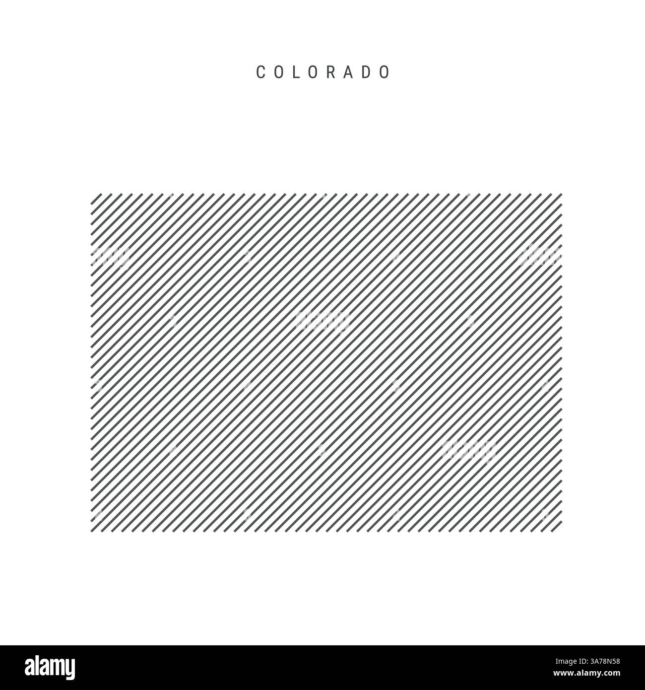 Colorado-Karte von schwarzen schrägen parallelen Linien. US-Bundesstatuskarte mit grauen diagonalen Linien. Silhouette aus schräger Schraffur. Vektorillustra Stock Vektor