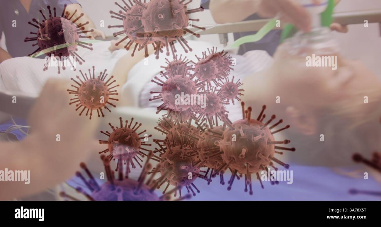 Bild der Zellen über Ärzte im Krankenhaus Stockfoto