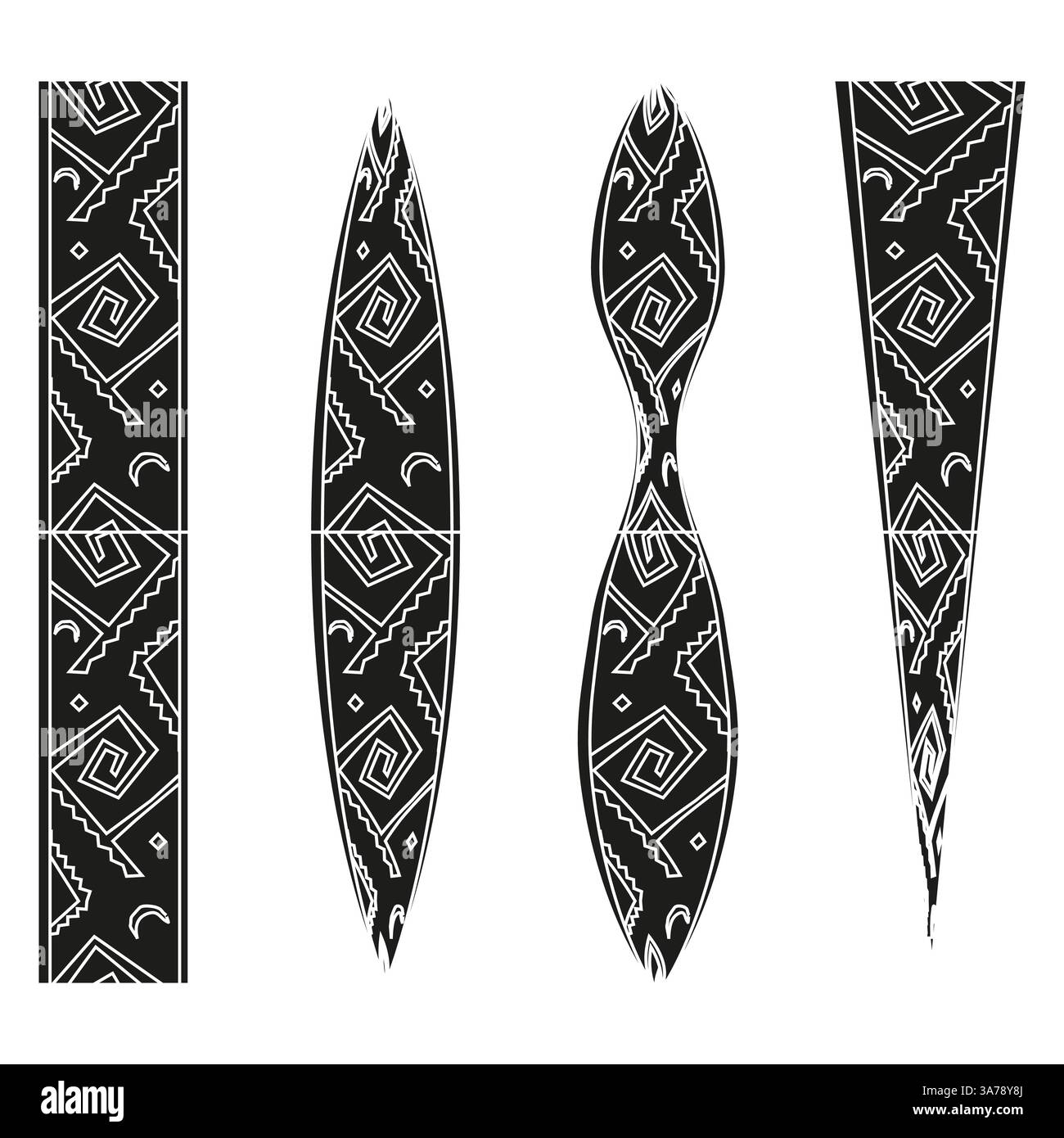 Stammesmuster-Vektor. Ethnische dekorative Form. Schwarz-weiß-Symmetrie. Kulturelles abstraktes Design. Stock Vektor