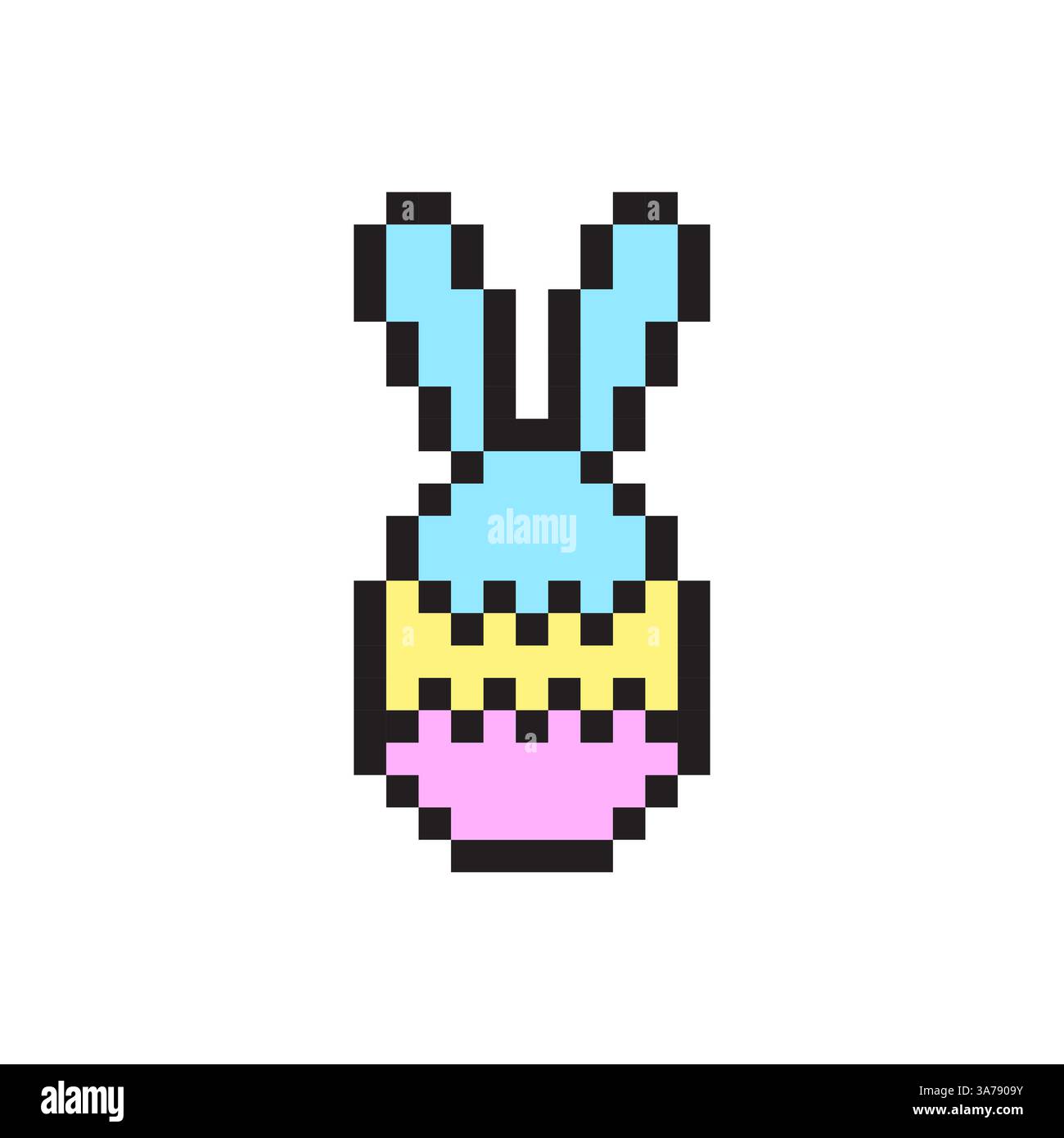 Pixel Osterei. Buntes Häschen. Niedliches Retro-Design. Vektorgrafik. Stock Vektor