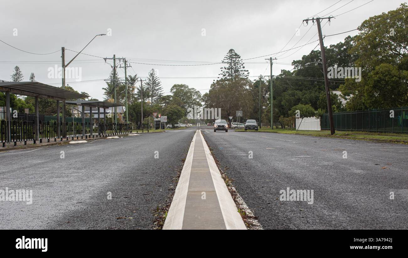 Regnerische Straße in Balina, NSW Stockfoto