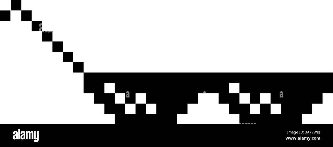 Lustige Pixelige Sonnenbrille. Einfache lineare Abbildung einer 8-Bit-Boss-Brille mit schwarzem Pixel. Stilvolle Brille, großartiges Design für jeden Zweck – isoliert auf Stock Vektor