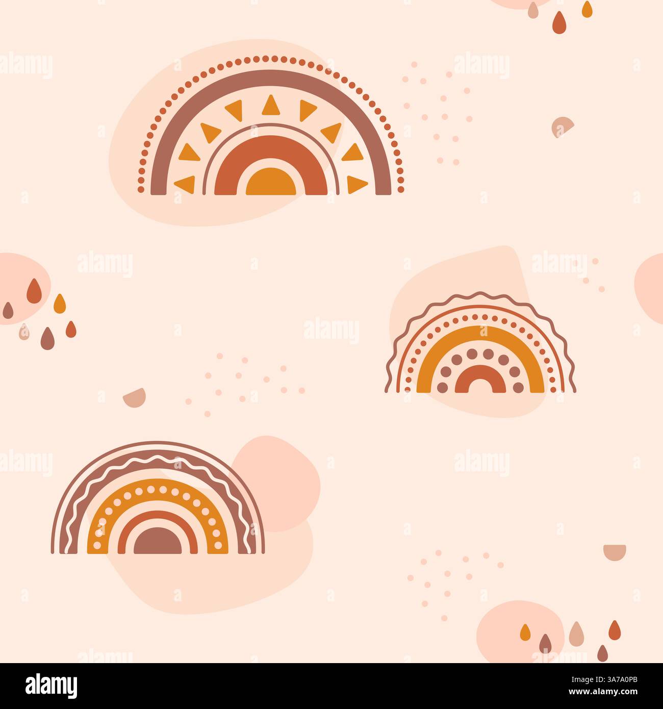 Nahtloses Boho-Muster für Kinderzimmer mit Regenbogen lässt einfache Formen fallen. Stock Vektor