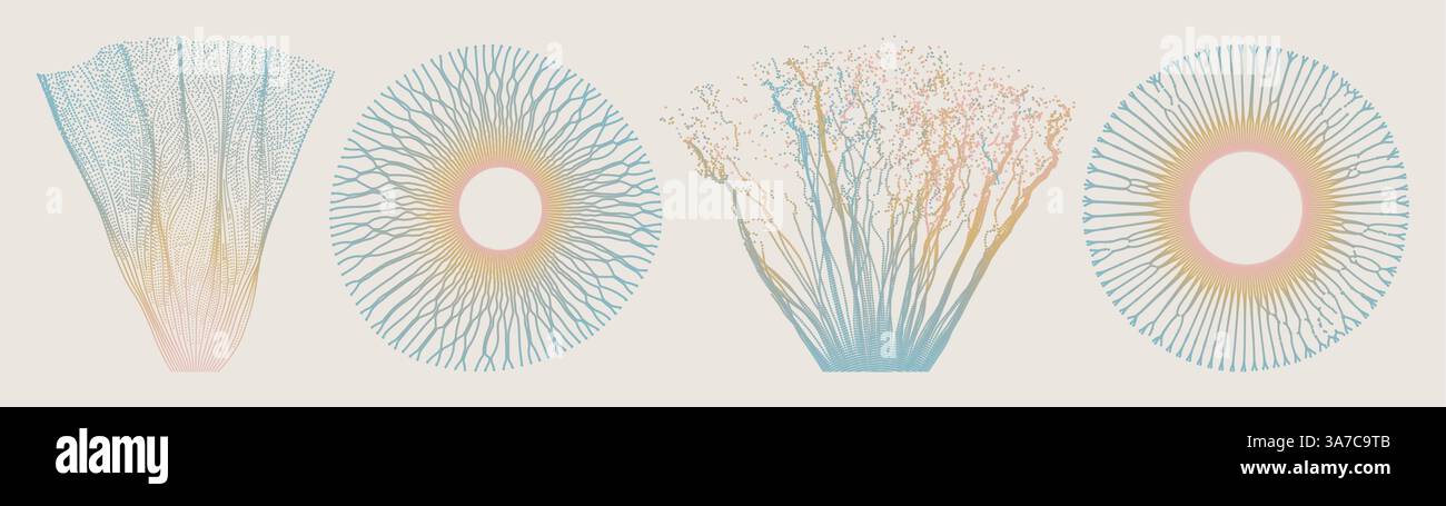 Array mit dynamischen Partikeln kleiner Partikel im Kreis. Moderne Wissenschaft und Technologie. Abstrakter gepunkteter Hintergrund. Imitation von Wasserspritzern. Stock Vektor Array mit dynamischen Partikeln kleiner Partikel im Kreis. Moderne Wissenschaft und Technologie. Abstrakter gepunkteter Hintergrund. Imitation von Wasserspritzern. Stock Vektor