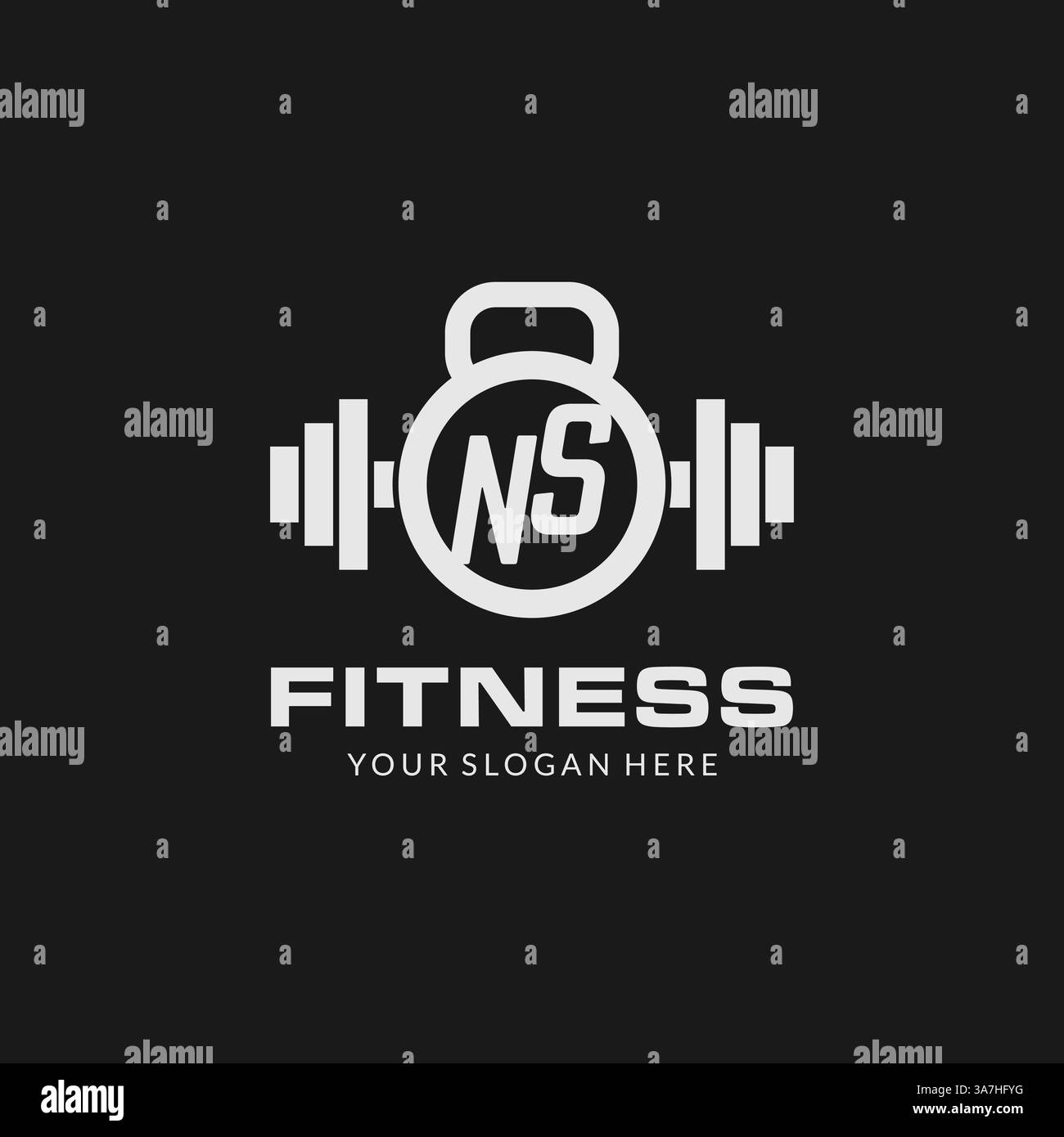 Erstes NS Fitness-Logo mit kreativer Vektorgrafik im Kettlebell-Design Stock Vektor
