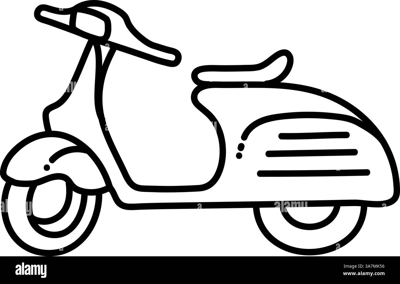 Vintage-Roller-Symbol. Handgezeichnete Vektorgrafik. Bearbeitbare Linienkontur. Stock Vektor