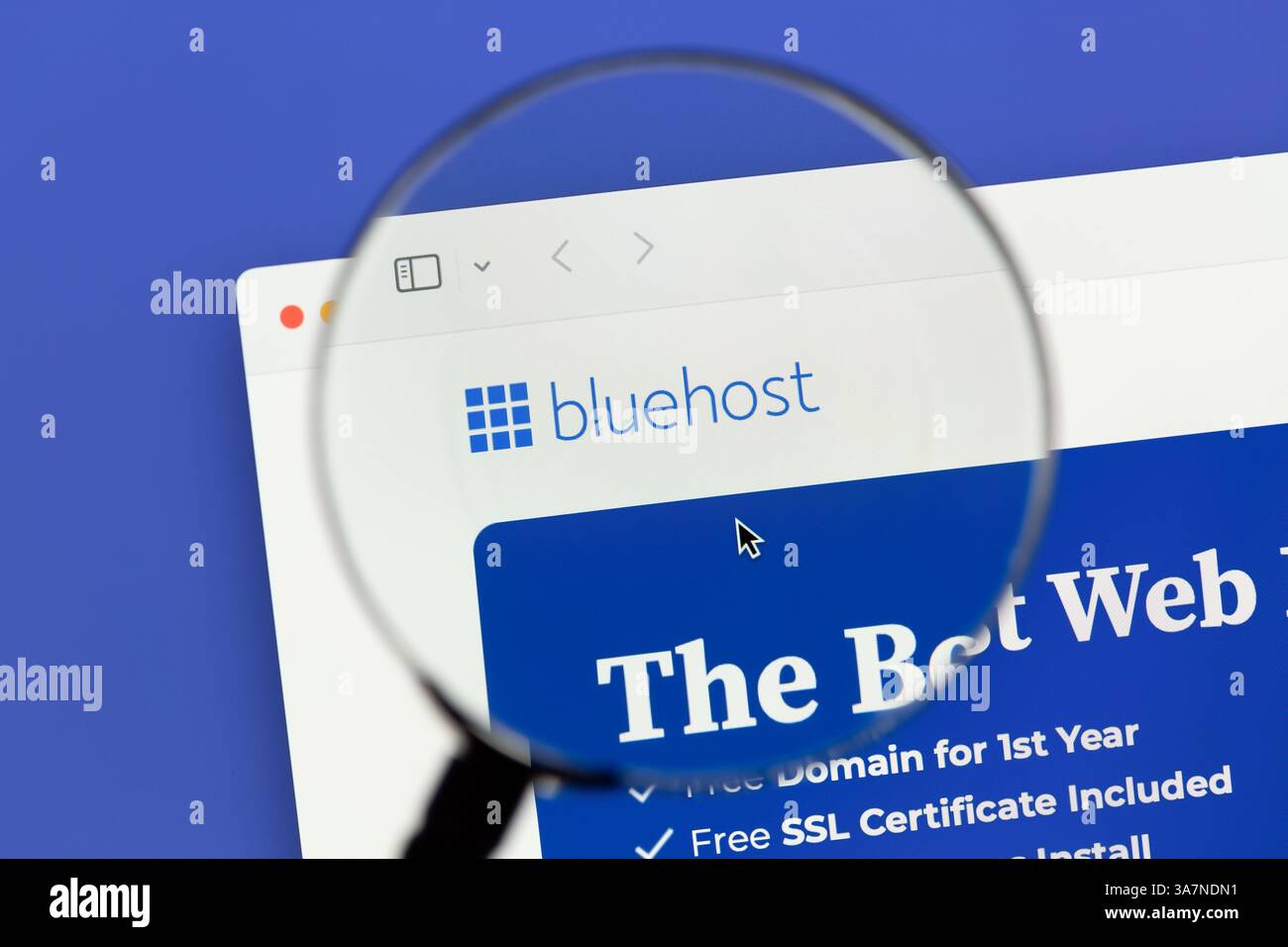 Ostersund, Schweden - 1. März 2025: Bluehost Webseite. Bluehost ist ein Domain-Registrierungs- und Webhosting-Unternehmen von Newfold Digital. Stockfoto