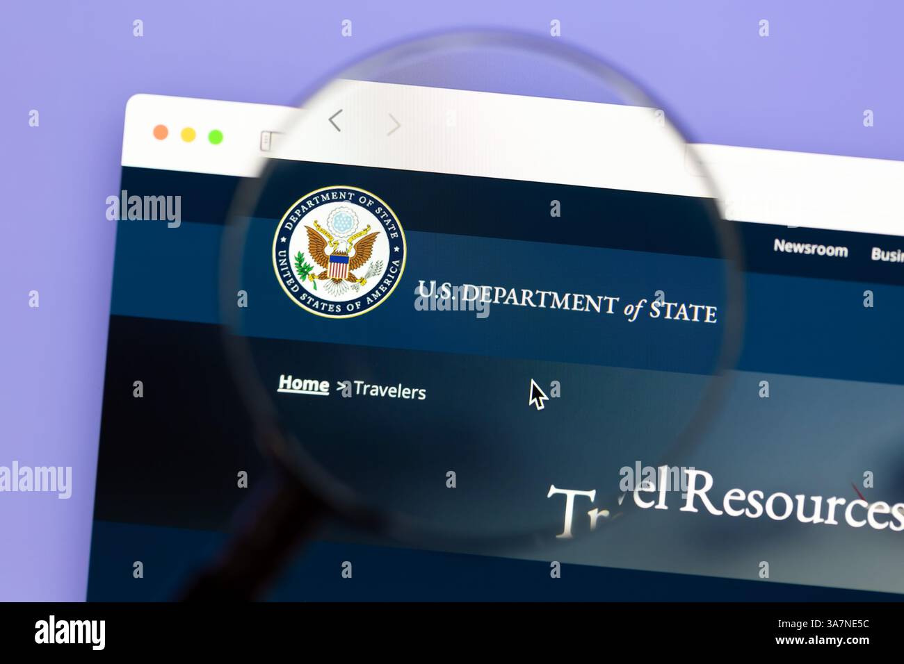 Ostersund, Schweden - 15. März 2025: Website des US-Außenministeriums Stockfoto