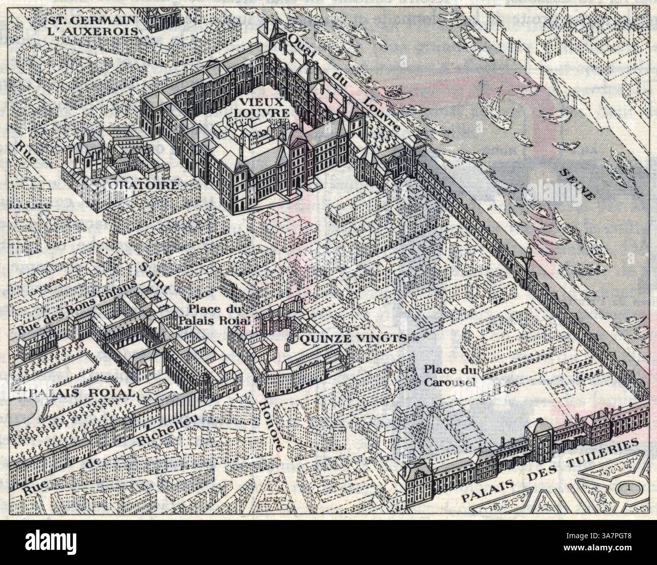 Le Louvre sous Louis XV, d'après le Plan de Turgot Stockfoto