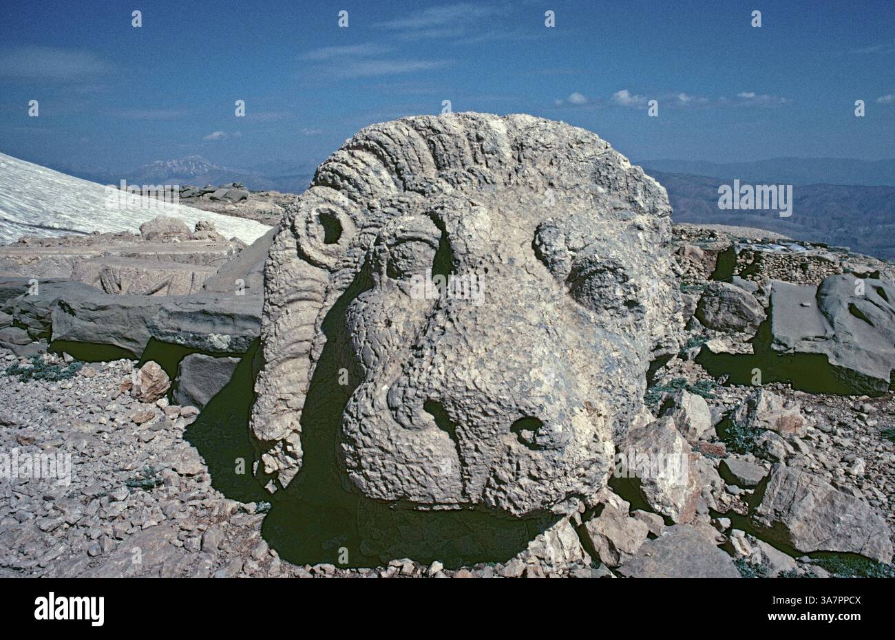 Lion's Head, East Terrace, Mount Nemrut DaGIJ, Taurusgebirge, Provinz AdIJyaman, Südostanatolien, Türkei, Mai 1987, Vintage, Retro, alt, histo Stockfoto