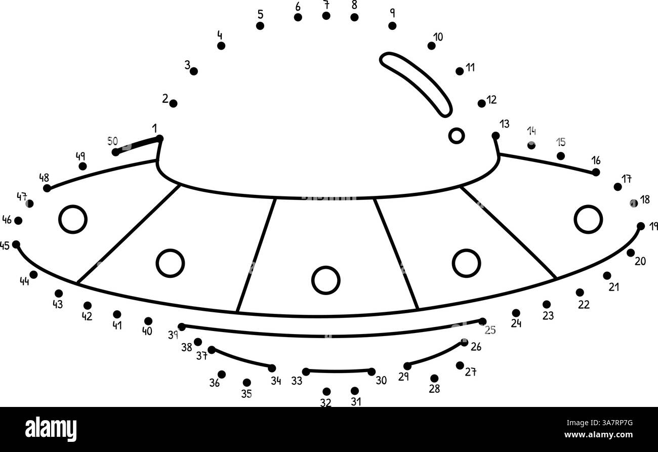 Punkt-zu-Punkt-UFO-Seite für isoliertes Fahrzeug Stock Vektor