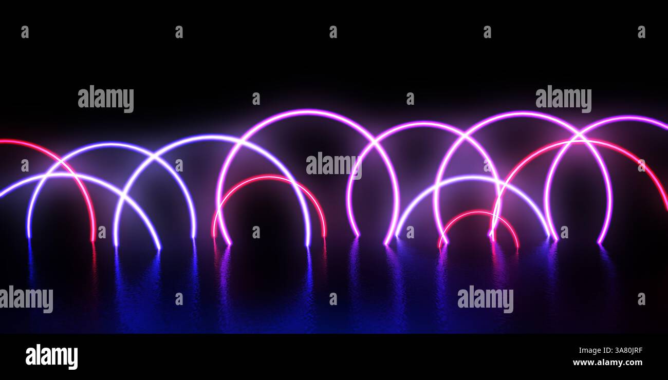 80s Retro Hintergrund mit leuchtendem Neon Reklametafel Stockfoto
