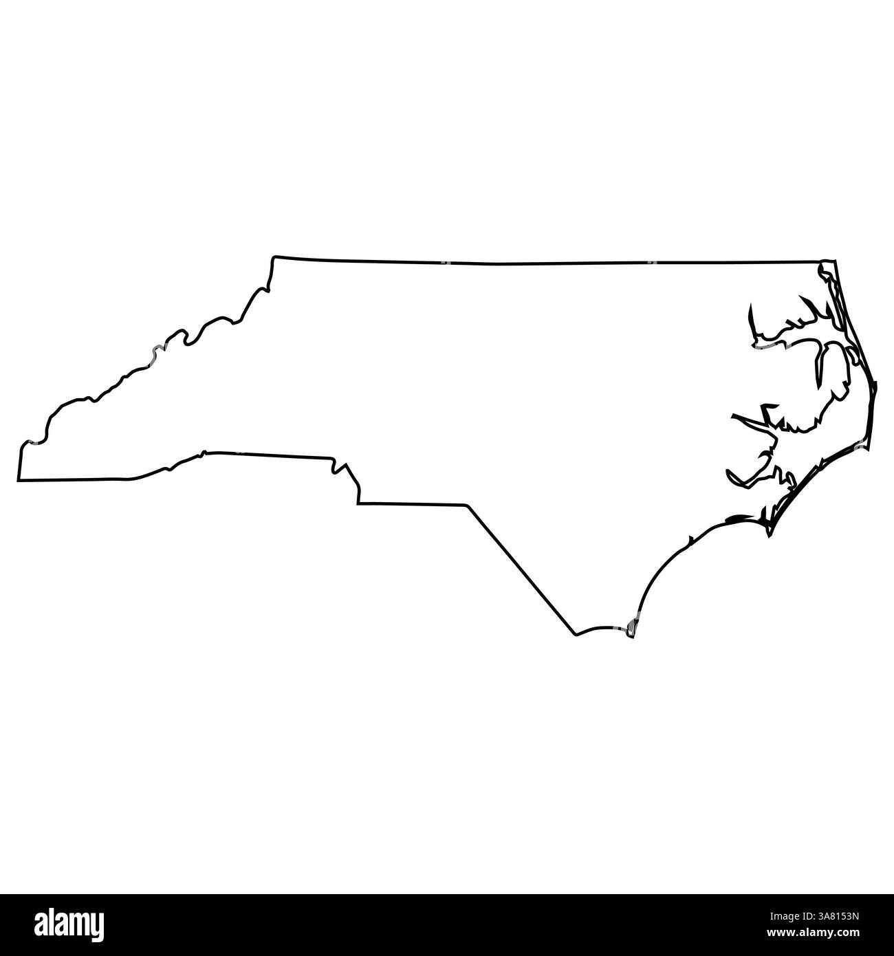Outline Map of North Carolina, State Border usa für Entwürfe Stock Vektor