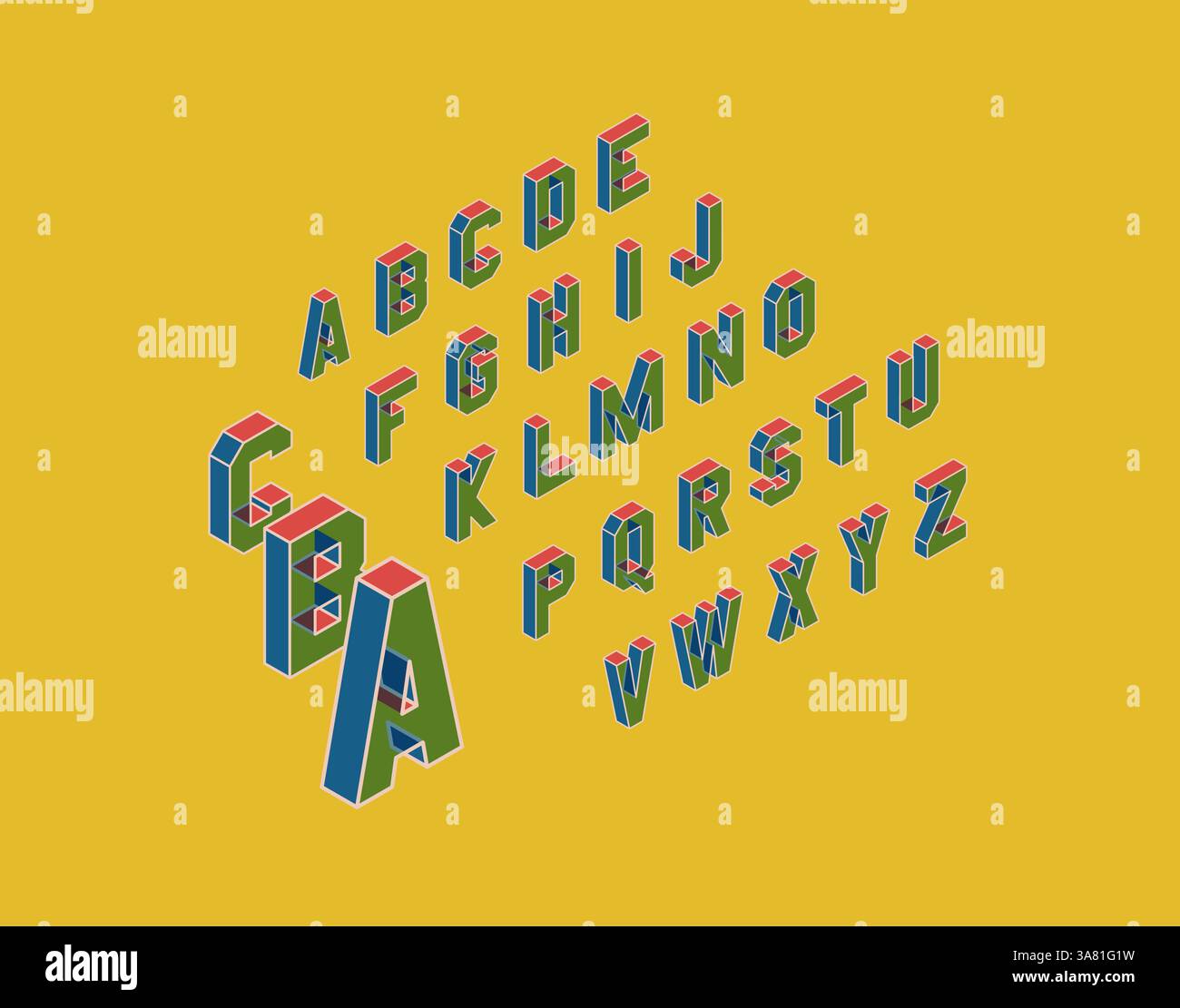 Alphabet. 3D-Vektor Illustration. Designelemente. Stock Vektor