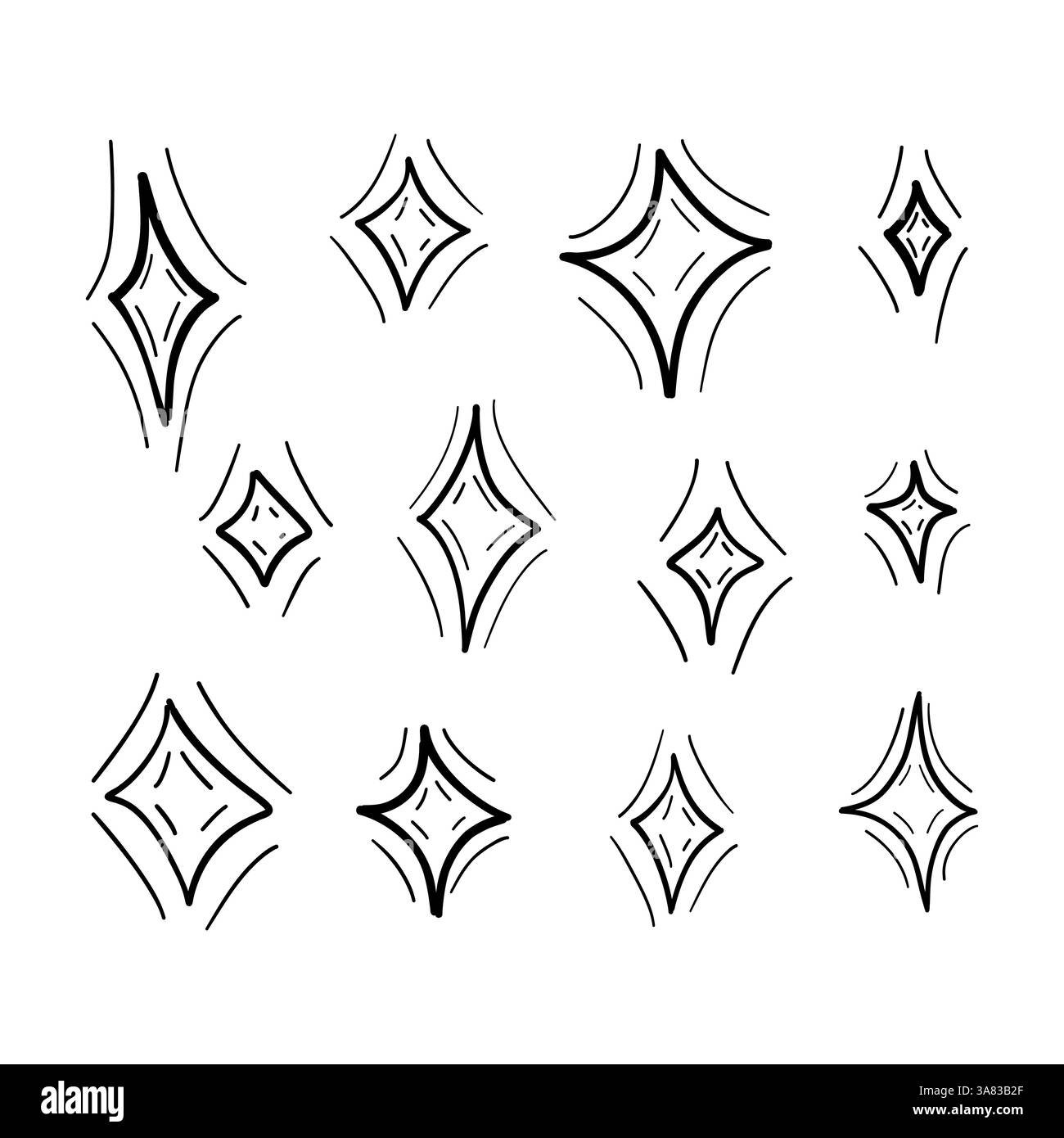 Funkelnde Sterne Line Art ist perfekt für Beauty-Labels, magische Verpackungen, traumhafte Hintergründe, himmlische Branding oder Wellness-Aktionen Stock Vektor