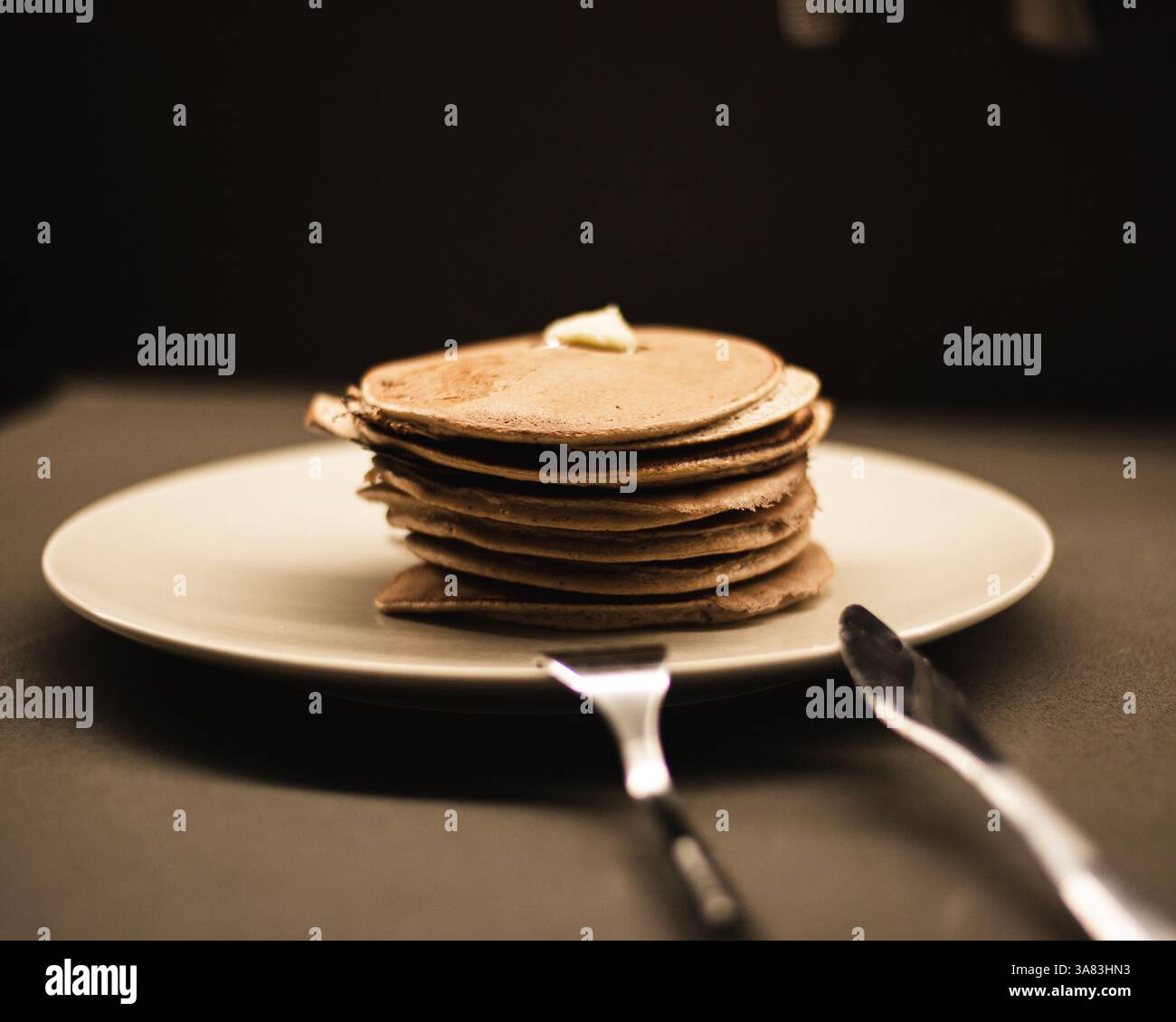 Ein Haufen Protein-Pfannkuchen Stockfoto