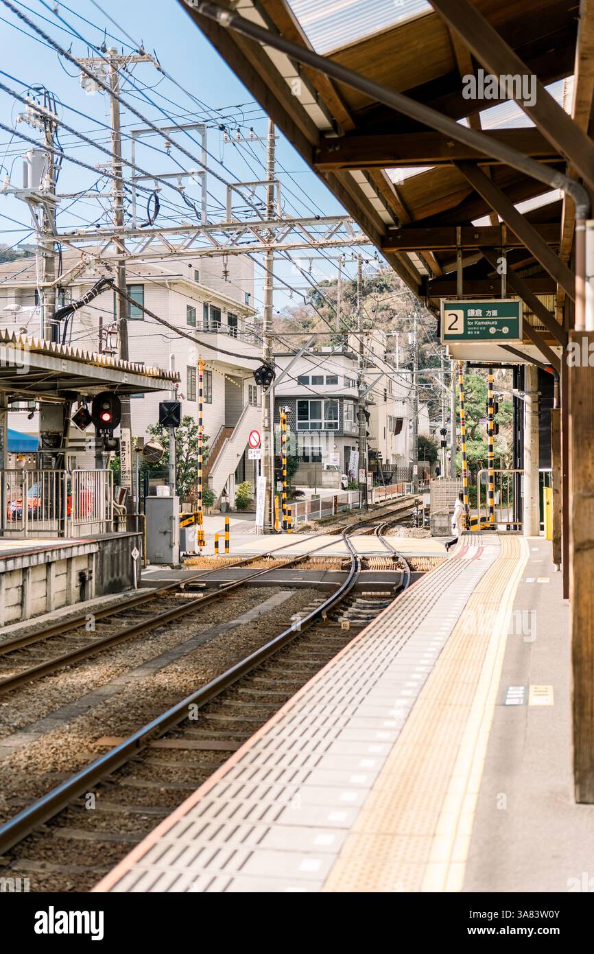 Bahnhof Enoden in Kamakura Stockfoto