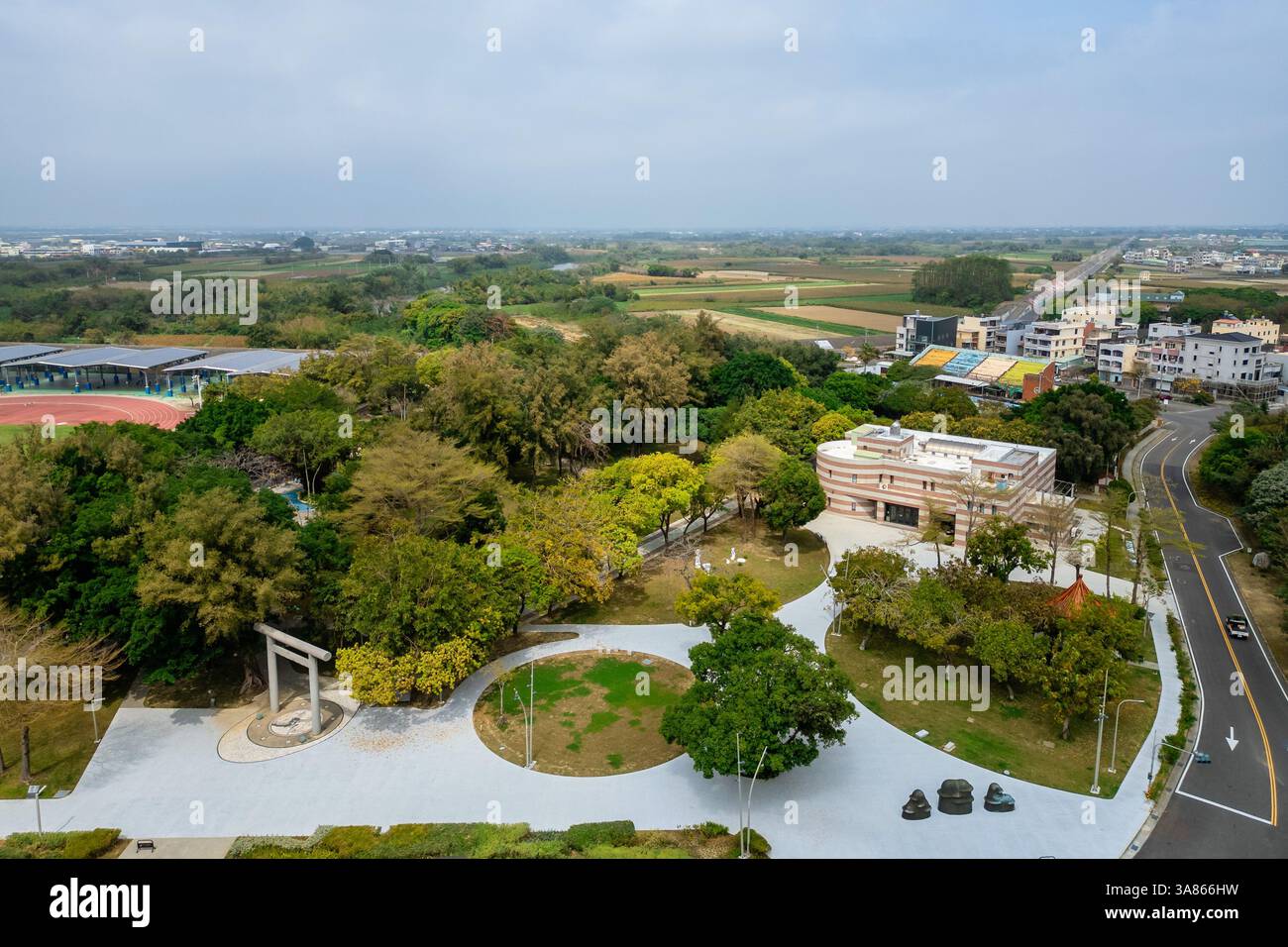 Aus der Vogelperspektive des Puzi Art Park im Chiayi County, Taiwan Stockfoto