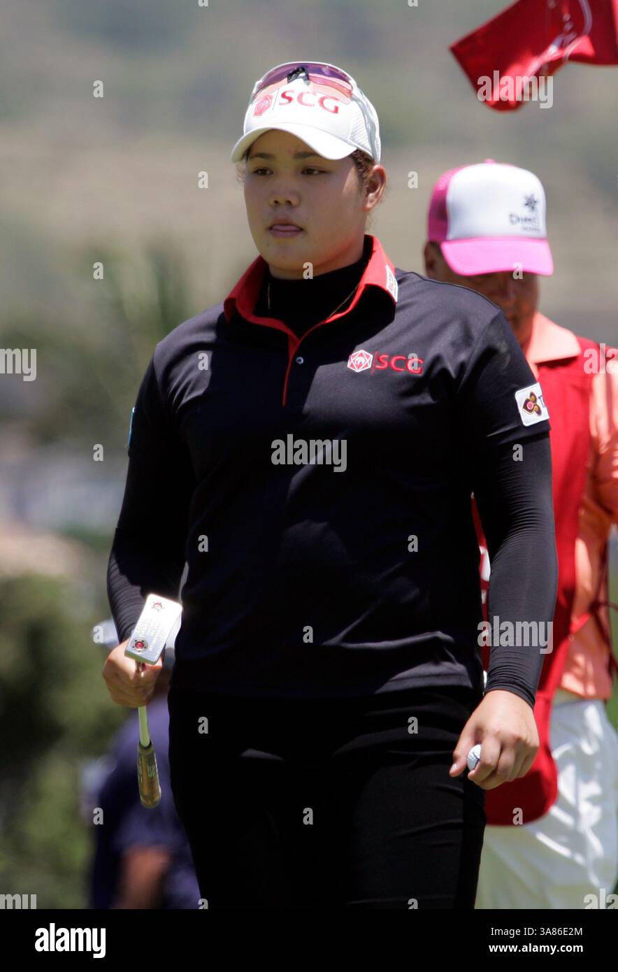 20. April 2013 – Kapolei, HI, USA – 20. April 2013: Ariya Jutanugarn während der Finalrunde der Lotte Championship 2013 präsentiert von J Golf im Ko Olina Golf Club. (Bild: © Michael Sullivan/Cal Sport Media/ZUMAPRESS.com) Stockfoto