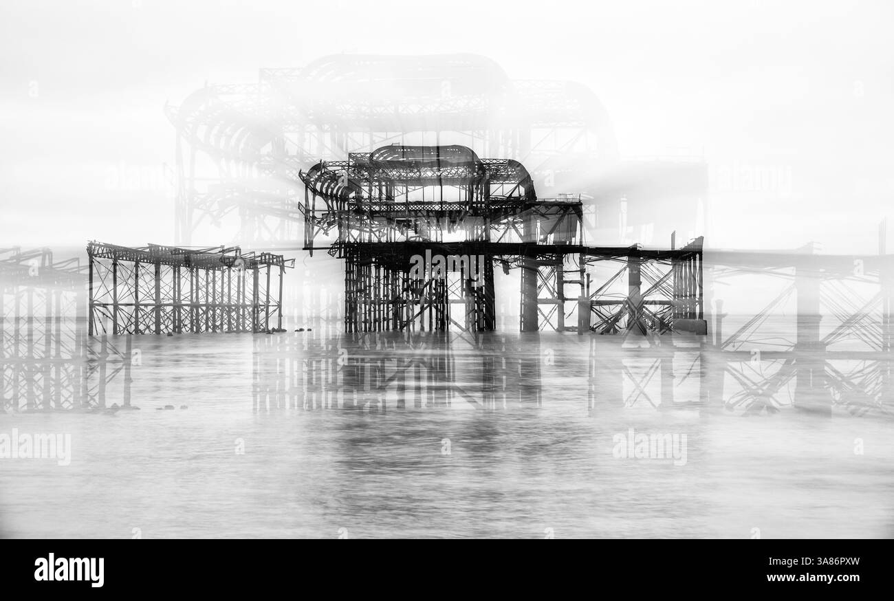 Überreste des West Pier in Brighton, Brighton and Hove, East Sussex, England, Vereinigtes Königreich Stockfoto