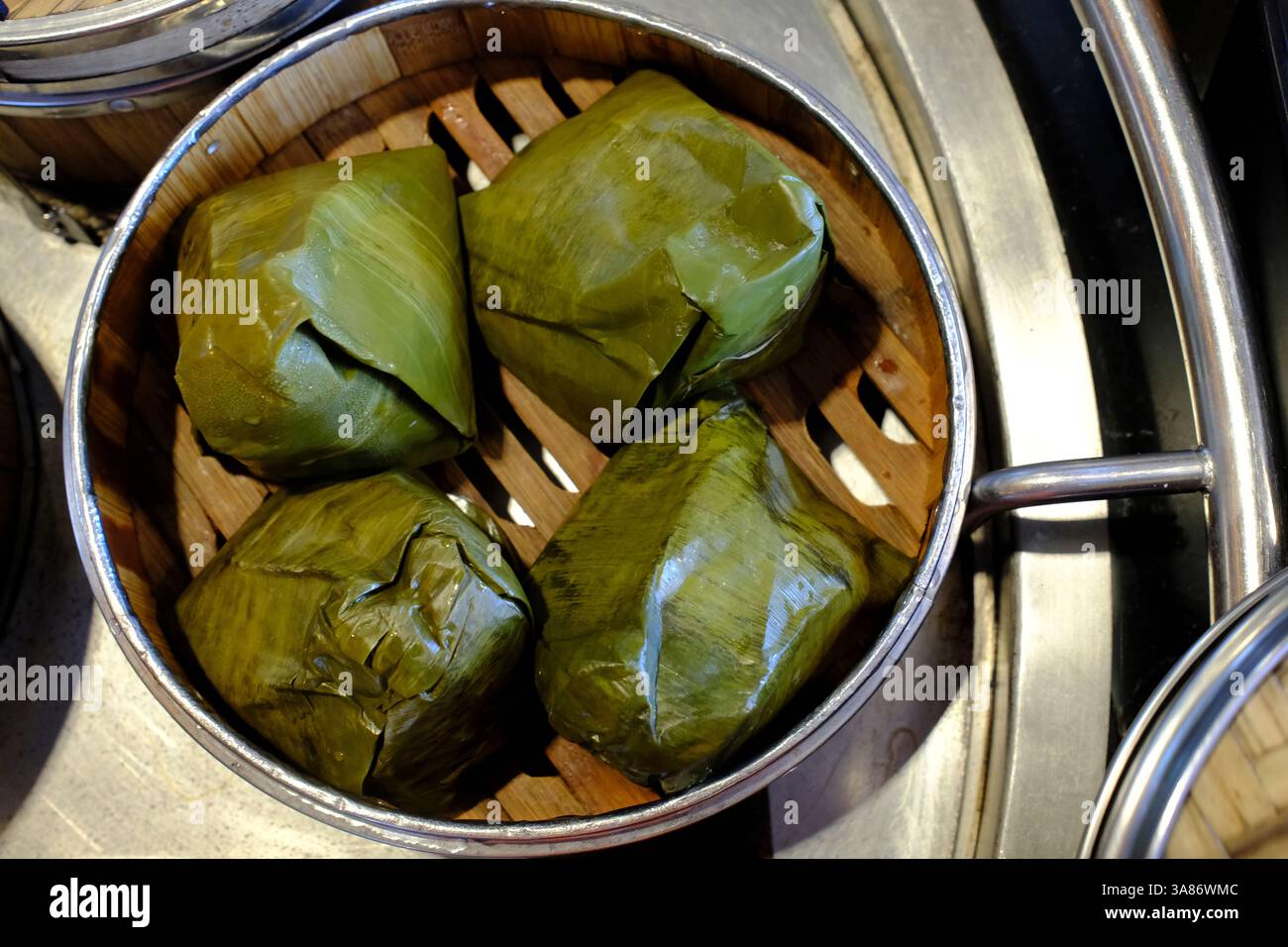 Dim Sum und Knödelbuffet in einem Restaurant, Dampfkörbe, Ho Chi Minh City, Vietnam Stockfoto