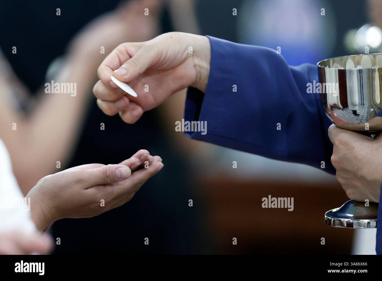 Basilika unserer Lieben Frau von La Vang, katholische Messe, Heilige Kommunion, La Vang, Vietnam Stockfoto
