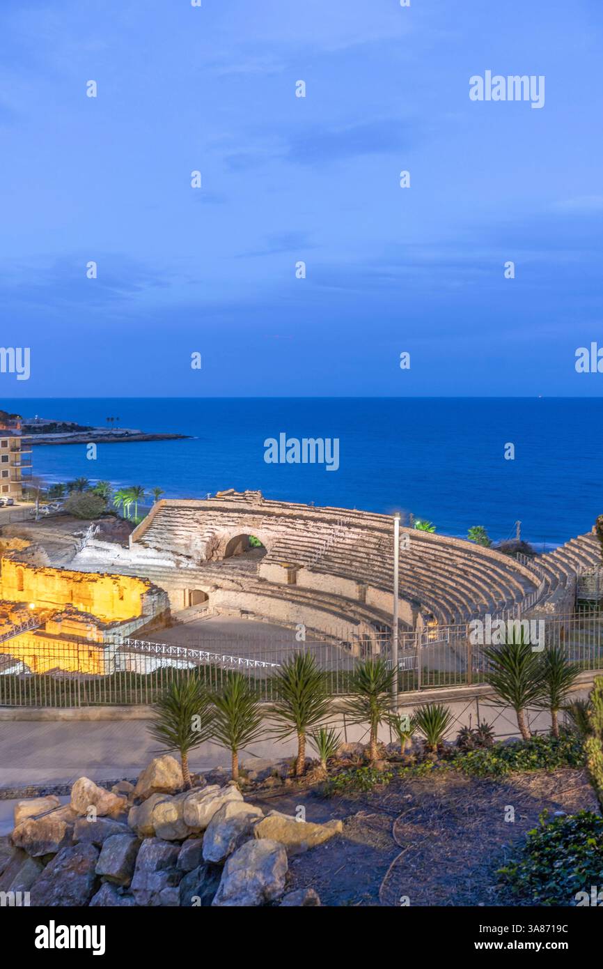Römisches Amphitheater, UNESCO, Tarragona, Katalonien, Spanien Stockfoto