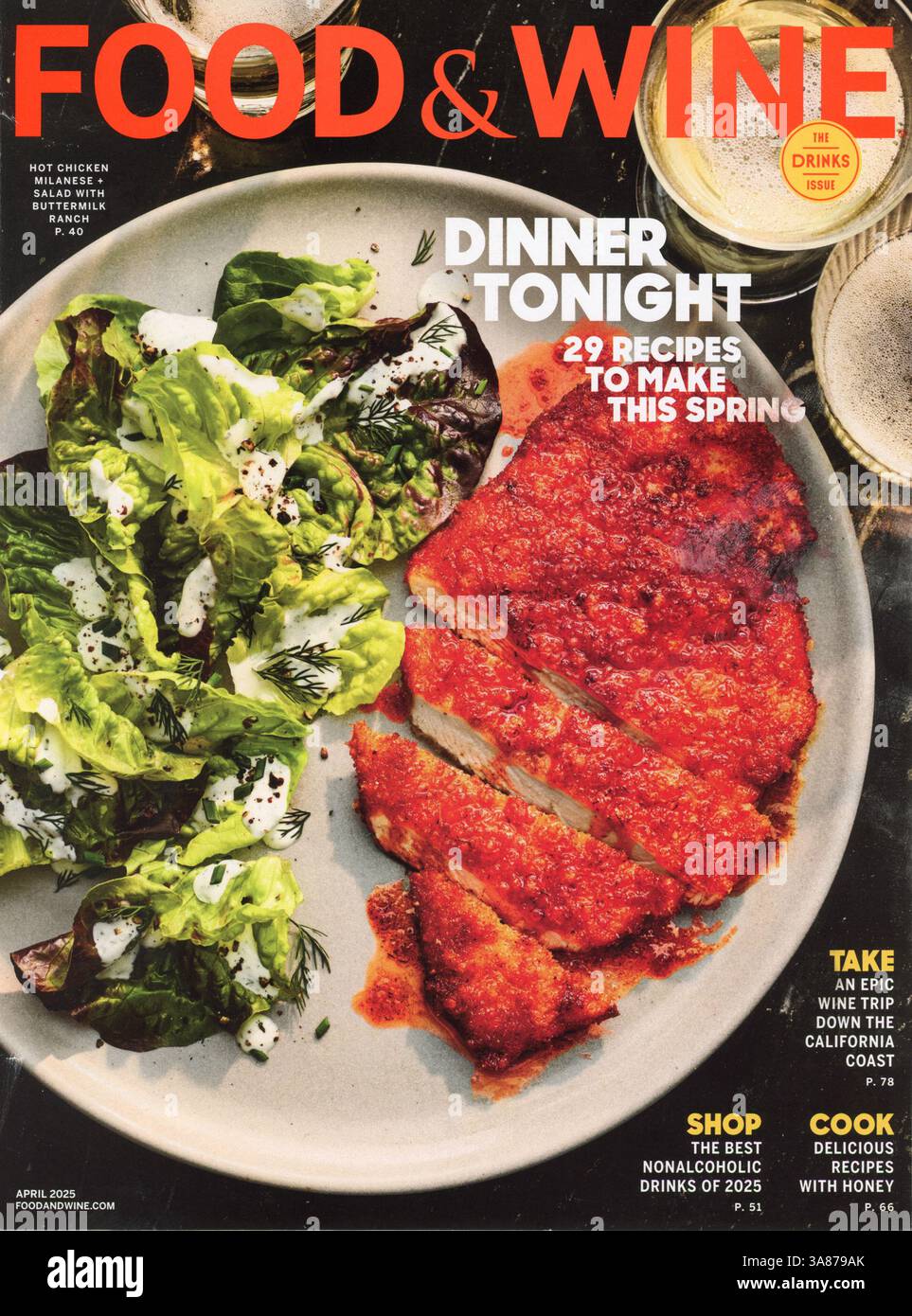 Titelseite des Magazins „Food & Wine“ Spring Recipes, Ausgabe April 2025, USA Stockfoto