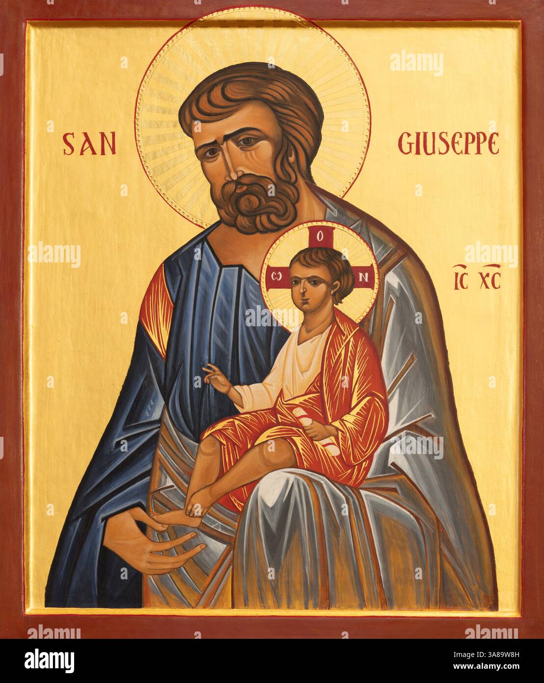 FLORENZ, ITALIEN - 17. MÄRZ 2025: Die Ikone des hl. Josef in der Kirche Badia Fiorentina von unbekannten Künstlern. Stockfoto
