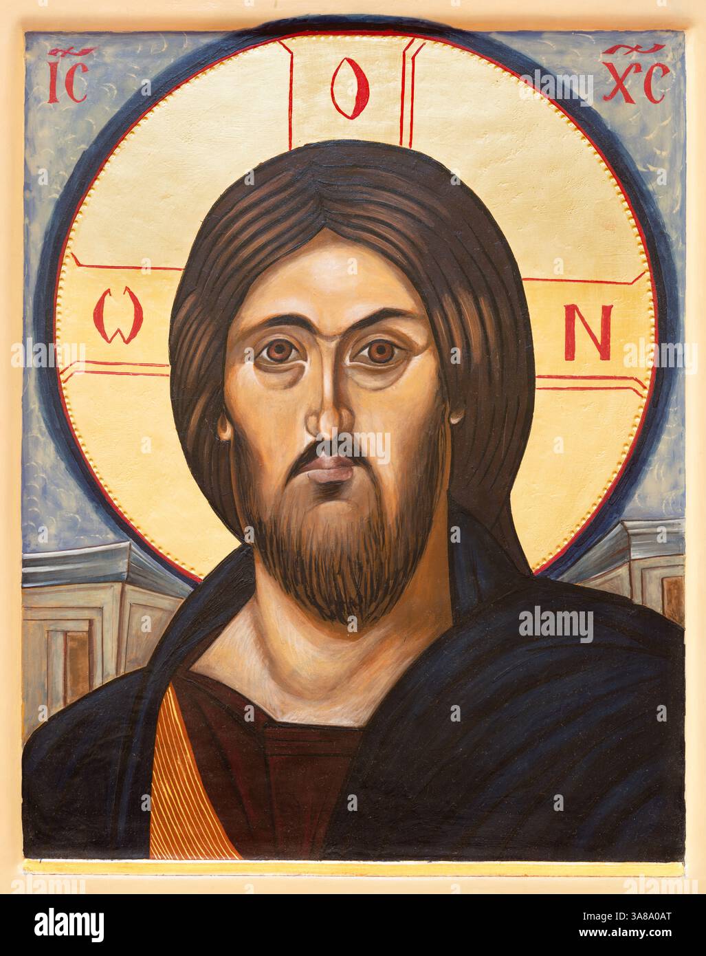 FLORENZ, ITALIEN - 17. MÄRZ 2025: Die Ikone Jesu Christi in der Kirche Badia Fiorentina von unbekannten Künstlern. Stockfoto