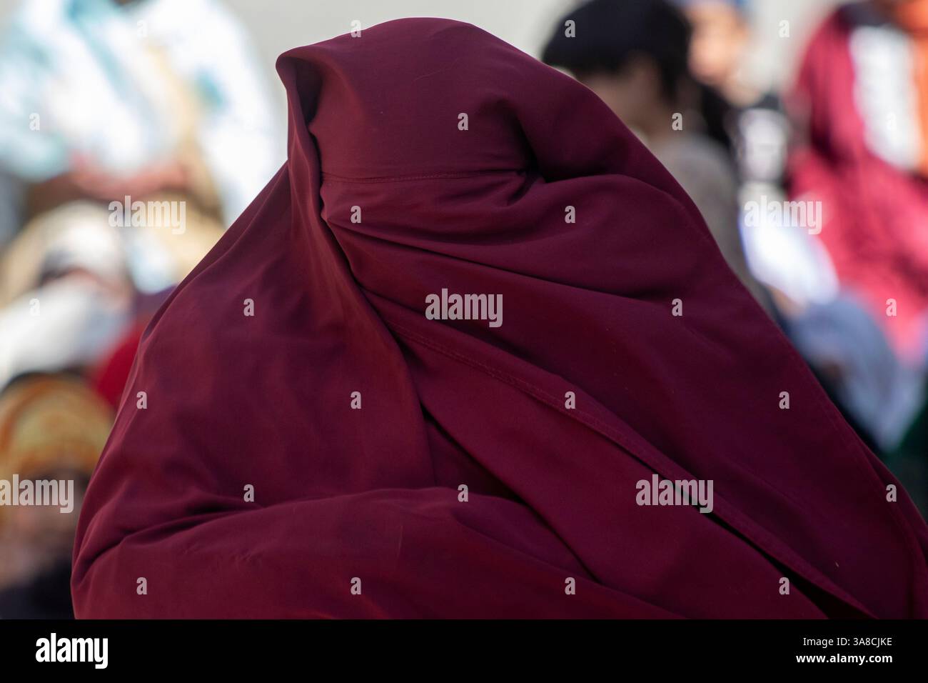 Srinagar, Indien. März 2025. Eine kaschmirische muslimische Frau hält am vergangenen Freitag am Schrein des muslimischen Predigers und des Sufi-heiligen Scheich Syed Abdul Qadir Jeelani in der Innenstadt von Srinagar Gebete (Jumat-ul-Vida) des Ramadan. Muslime auf der ganzen Welt feiern den heiligen Monat Ramadan, indem sie nachts beten und in der Zeit zwischen Sonnenaufgang und Sonnenuntergang auf Essen und Trinken verzichten. Quelle: SOPA Images Limited/Alamy Live News Stockfoto