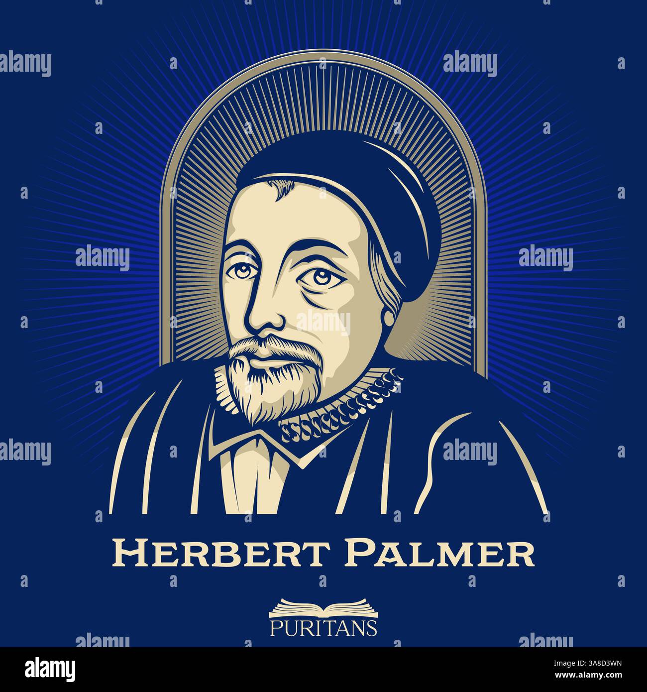 Herbert Palmer (1601–1647) war ein englischer puritanischer Geistlicher, Mitglied der Westminster Assembly und Präsident des Queens’ College in Cambridge. Stock Vektor