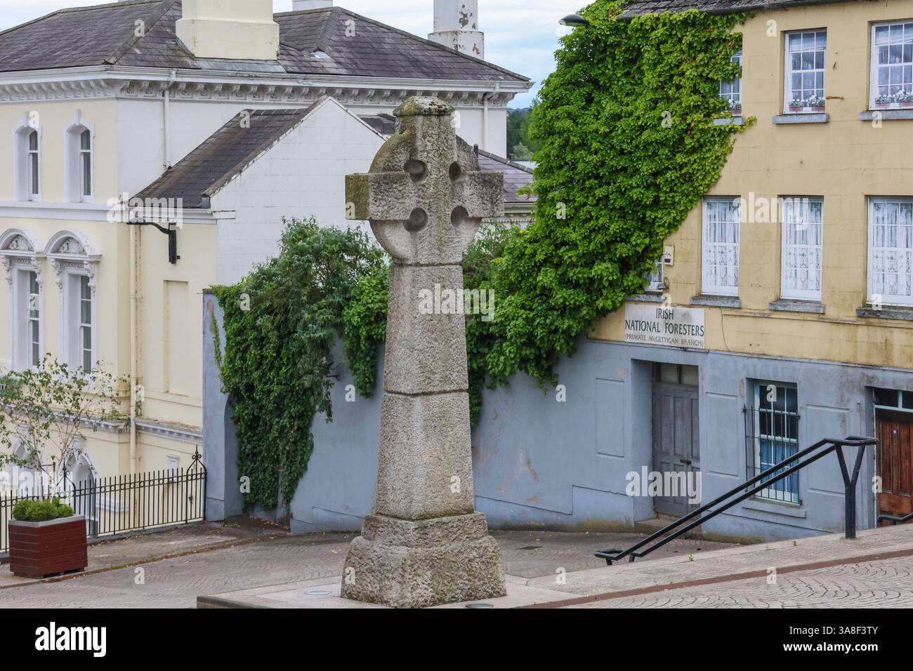 Celtic High Cross Market Square Armagh Nordirland. Stockfoto