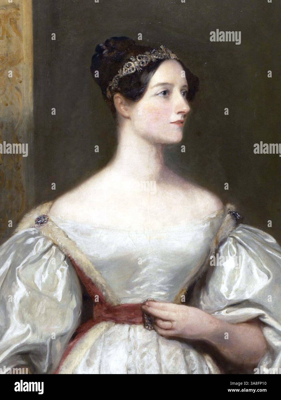 Augusta Ada King, Countess of Lovelace (* 10. Dezember 1815–27. November 1852), auch bekannt als Ada Lovelace, war eine englische Mathematikerin und Schriftstellerin, die vor allem für ihre Arbeit an Charles Babbages geplantem mechanischen Universalcomputer, der Analytical Engine, bekannt war. Sie war die erste, die erkannte, dass die Maschine Anwendungen hatte, die über reine Berechnungen hinausgehen. Sie war die Tochter des Dichters Lord Byron. Stockfoto