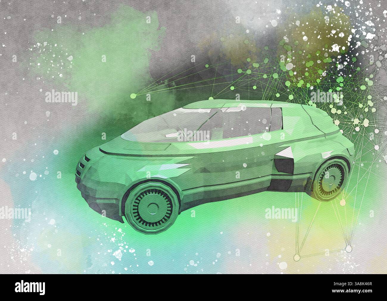 Elektroauto, Illustration. Stockfoto