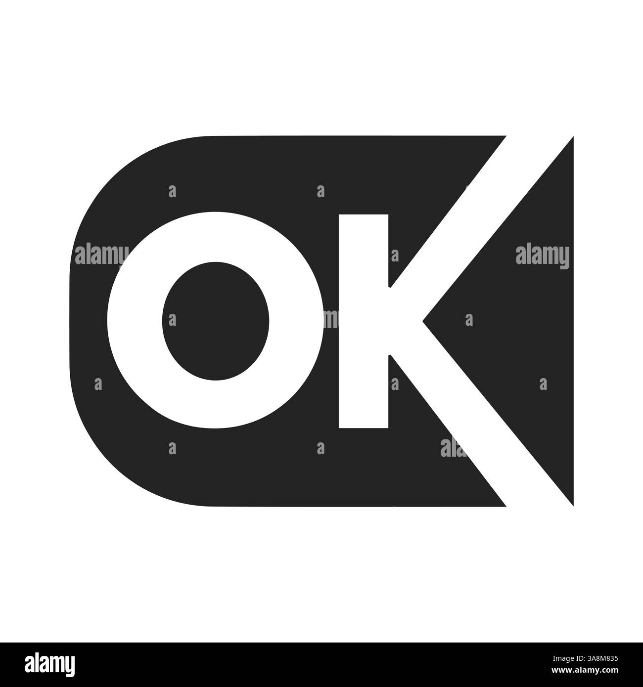 Modernes OK-Symbol-Logo, auffälliges, minimales Design in Kontrasten, grafische Ikone Stock Vektor