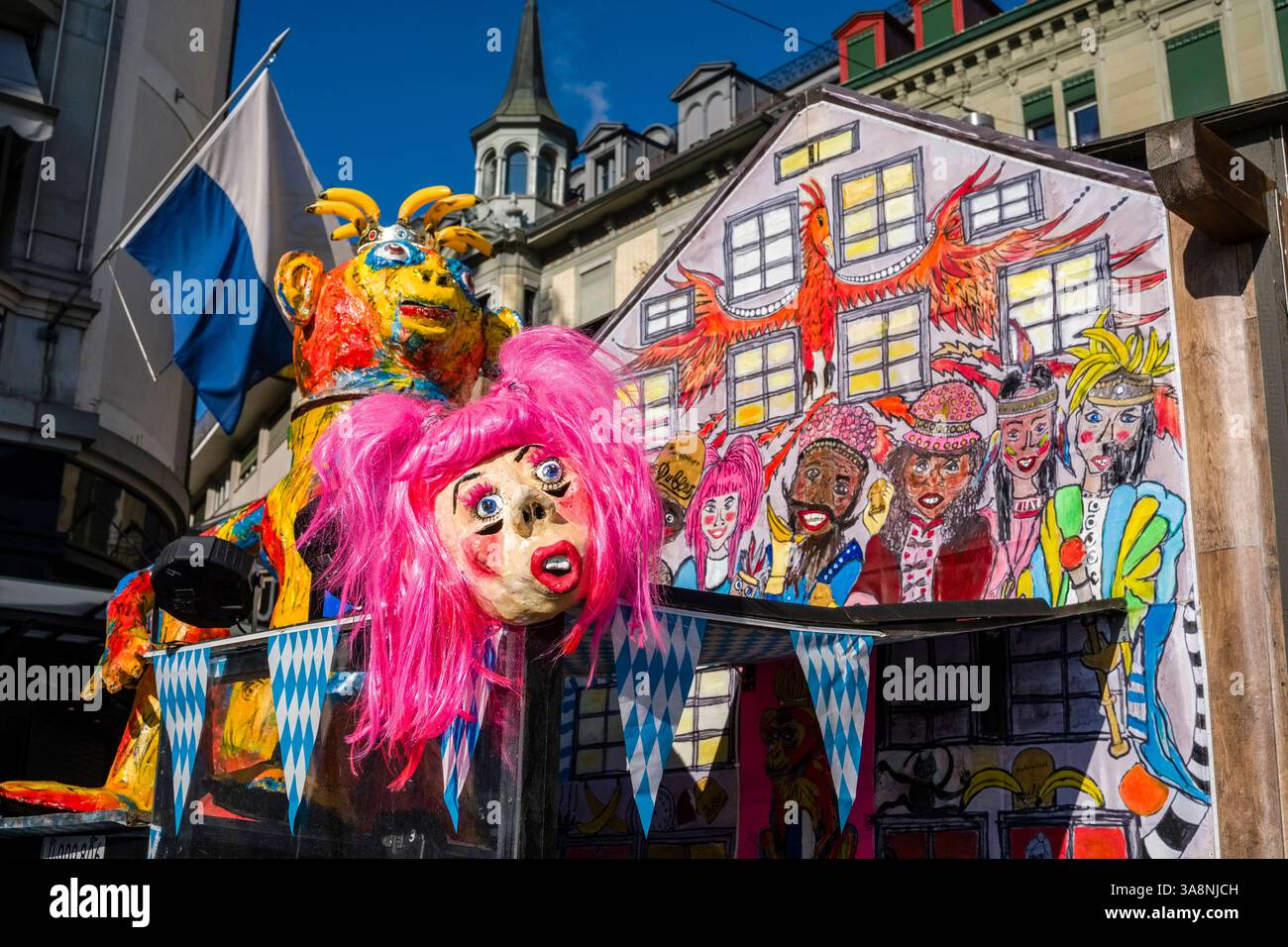 Masken des typischen Luzerner Karnevals. Luzern Kanton Luzern Schweiz FB 2025 0063 Stockfoto