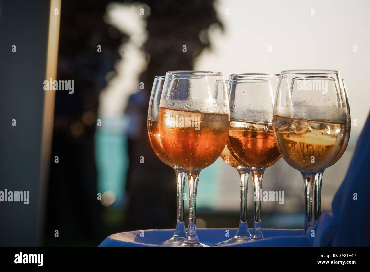 Cocktails werden während eines Hochzeitsempfangs serviert Stockfoto