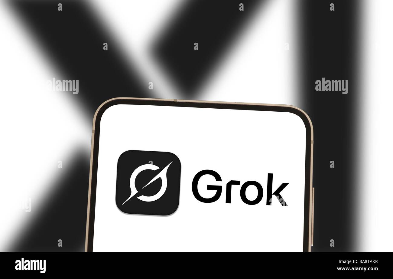 Grok AI Chatbot von XAI auf Smartphone angezeigt Stockfoto