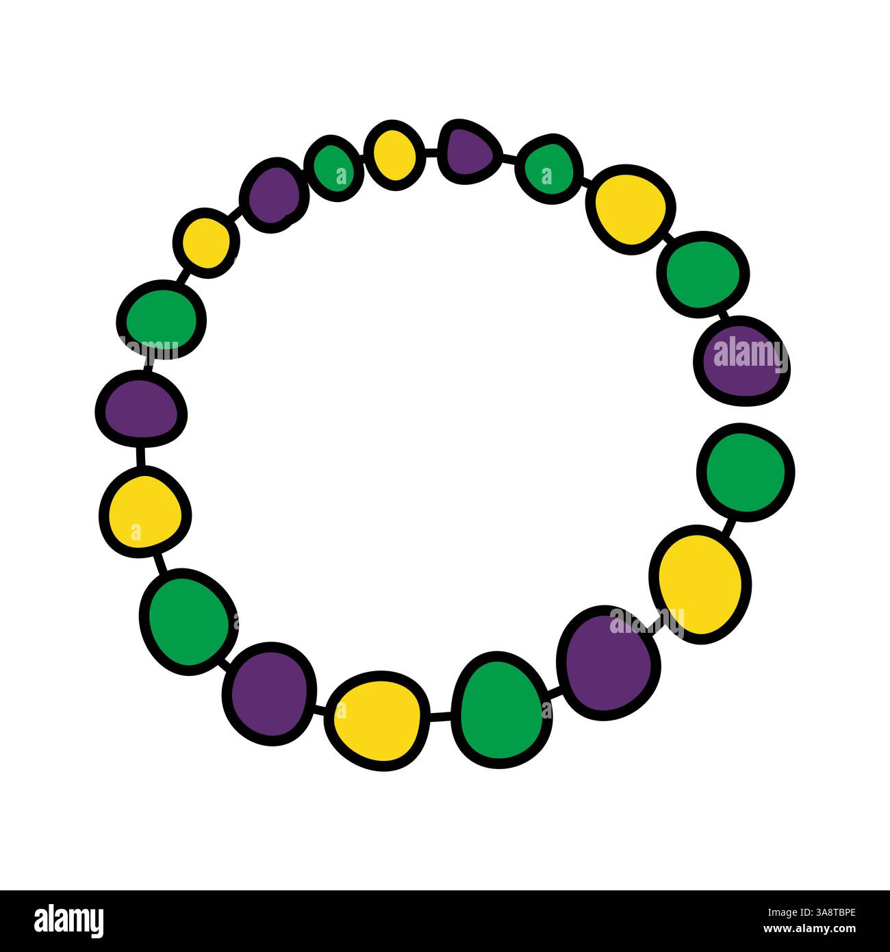 Klassische Mardi Gras Perlen in Lila Grün und Gelb für festliche Feiern Stock Vektor