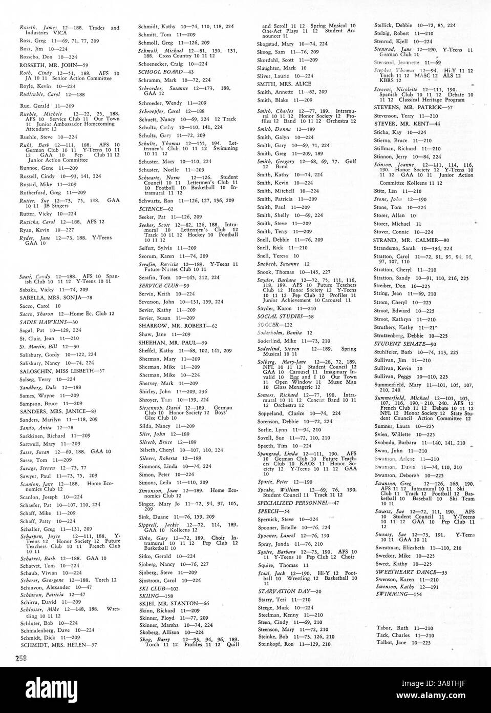 Dieses Kennedy High Yearbook 1968 dokumentiert die Schüler, Lehrkräfte, sportliche Veranstaltungen, Vereine und bemerkenswerte Happenings aus dem Schuljahr 1967-1968. Stockfoto